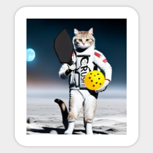 Pickleball space cat Sticker